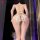 Woman wearing white butterfly-themed lingerie set with delicate lace and ribbon details, showcasing back view of night silk s...