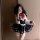 A person poses with a smartphone, wearing a night-su seductive lingerie set - two-in-one sailor uniform costume. the outfit f...