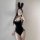 Sexy black lace bodysuit with bunny ears, perfect for nightclub cosplay. open-crotch design adds allure to adult entertainmen...