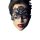 Woman wearing black lace blindfold from nightclub queen lingerie set, featuring intricate floral design and bold red lips for...