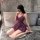 Woman in purple shiny lace slip dress, kneeling by bathtub, wearing black lace eye mask, modest yet alluring clubwear bodysui...