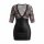 Sexy nightsi nightse dress featuring deep v neckline, floral lace details, and black leather skirt for a pure yet tempting lo...