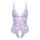 Lavender lace bodysuit with open-crotch design, featuring floral patterns and delicate straps for a seductive adult costume l...