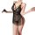 Black lace deep v sleep dress with tassels and tie-up straps, sexy no-remove lingerie nightwear by nightsigh nightseduction.