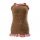 Brown plush bear-themed crop top and bodycon sleep dress with red gingham trim, perfect for festive nights.