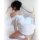 Woman kneeling on bed in white sheer off-shoulder chemise nightgown from nightsigh sexy sheer lingerie set – pure & tempting ...