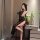 Nightsiyese lace cami dress - seductive pure-yu sleepwear, side-slit sexy lingerie set for women, elegant black lace design w...