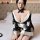 Sexy plus size japanese kimono lingerie set featuring open-crotch design and peek-a-boo bust detail, perfect for intimate wea...