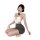 Woman in ol secretary lingerie set with white lace top, gray skirt, and blindfold, posing seductively.
