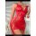 Woman wearing red ol secretary lingerie set with lace-up sides and pencil skirt, perfect for summer cosplay or seductive slee...