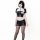 Ol style sexy lingerie set - leather-look secretary cosplay outfit with pencil skirt & police uniform accents