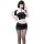 Ol style sexy lingerie set - leather-look secretary cosplay outfit with pencil skirt & police uniform accents