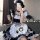 Oushilin adorable anime lolita dress - cute pure-yuri maid costume with cat ears & tail roleplay outfit featuring ruffled sle...