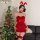Sexy bunny costume dress - sparkly mesh bodysuit for christmas, new year & party outfit, featuring festive red bunny ears and...