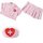 Oushilin sweet nurse costume set featuring a pink blouse with buttons and heart emblem, pleated skirt, nurse cap with red cro...