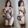 Passion midnight lingerie set - open-crotch sleepwear & maid costume for small bust women, featuring elegant black lace with ...
