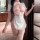 Peachy sweet bunny girl bodysuit - open-crotch sexy maid costume for playful date nights, featuring a charming design with ru...