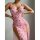 Pink factory-themed thong bikini set – sexy -style split dress & matching lingerie two-piece outfit featuring floral design,...