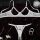 White sheer bra and panty set with delicate straps, displayed on dark velvet with pearls and flowers for valentines day.