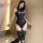 Anime-inspired bodysuit featuring spiderweb design, perfect cosplay outfit for women. includes matching stockings.