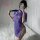 Vintage-inspired sheer purple qipao with floral patterns, high-waist design, and slit detail, perfect for women seeking elega...