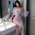 Vintage-inspired sheer hanfu costume featuring delicate floral designs, perfect for seductive role play outfits.