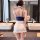 Sexy maid costume with white apron and blue top, perfect for bedroom play outfits. plus size design offers comfort and allure...