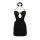 Black plus size cheongsam-style lingerie dress with floral embroidery, high slit, backless design, and halter neck detail.