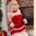 A festive red velvet christmas lingerie set featuring a reindeer-themed bralette with bows and a backless sleep dress adorned...