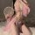 Vintage chinese hanfu-inspired dress featuring a sparkling lace bodice with gold accents, paired with a flowing pink skirt, p...