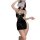 Sexy black cheongsam lingerie set with floral lace details, featuring an open-slit backless design for women.