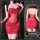 Sexy red lace chemise dress with sheer fabric, adjustable straps, bodycon fit, perfect for evening wear.