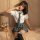 A stylish plus-size japanese school uniform set featuring a white blouse with a plaid tie and skirt, perfect for cosplay or r...