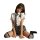 A young woman poses wearing a plus-size japanese school uniform set, featuring a white blouse with a plaid tie and skirt, per...