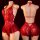 Plus size lace bodysuit with cut-outs & halter neck - sheer seductive sleepwear for women, featuring intricate lace design an...