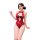 Sexy red lace bodysuit with halter neck design, perfect for plus-size women seeking pure temptation. ideal sleepwear or eveni...
