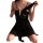 Sexy black lace butterfly sleepwear set featuring a satin chemise with underwire push-up bra and matching robe, perfect for p...