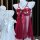 Plus size lace chemise set in red and white, featuring satin bows, lace detailing, and adjustable ties for a sexy bedroom-rea...