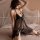 Sexy black lace sleepwear set featuring intricate detailing, perfect for busty women seeking elegant plus-size nightwear and ...