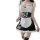 Sexy maid costume outfit featuring black and white dress with ruffles, lace stockings, perfect for role play and seductive be...