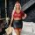 Sexy plus size pu flight attendant costume set featuring a red crop top with buttons, black skirt, cap, and cane, perfect for...