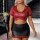 Sexy plus size pu flight attendant costume set featuring a red crop top with black trim and matching black mini skirt, perfec...