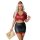 Sexy plus size pu flight attendant costume set featuring a red crop top with buttons, black skirt, and cap, perfect for cospl...