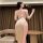 Seductive backless bustier nightgown featuring elegant lace sleeves and a flattering high slit design, perfect for plus-size ...