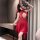 Sexy red lace sleep dress with off-shoulder design, featuring floral embroidery and sheer fabric, perfect for evening wear.