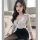 Sheer white blouse and black bodycon skirt plus size secretary costume set, seductive teacher outfit with no-remove design.