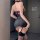 A woman models a plus-size outfit featuring a red qipao mini skirt paired with a black bodice and stockings, perfect for a se...