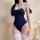 Sexy bodysuit swimwear featuring sheer milk silk tank leotard one-piece design, perfect for curvy women.