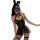 Sexy bunny costume featuring sheer mesh lace corset dress with underwire and open-crotch design, adorned with pearl accents.