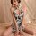 Vintage floral print bodycon pajama set featuring high slit and cinched waist design, perfect for plus-size women seeking sex...